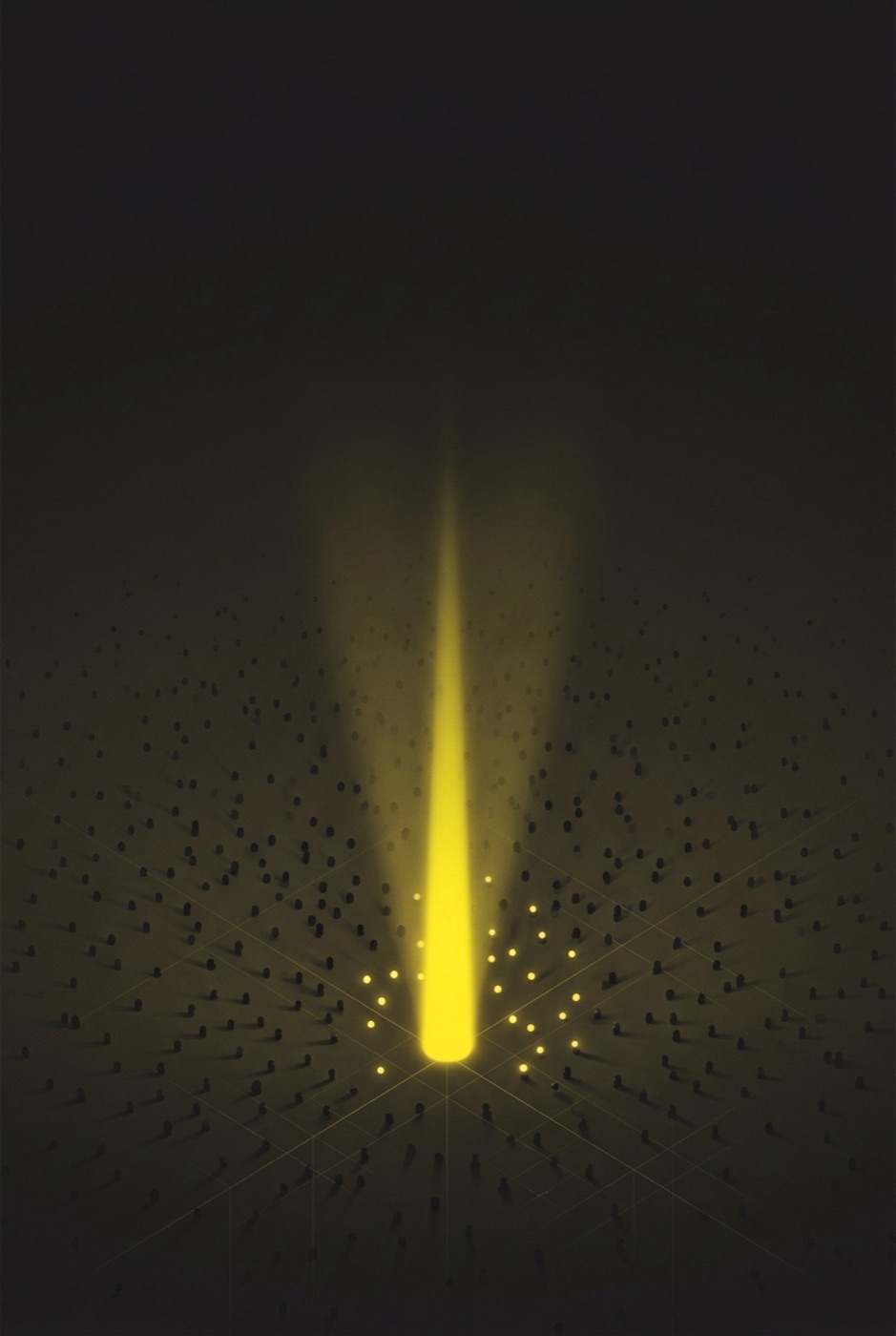 A single yellow beam of light finds the right contacts in a crowd
